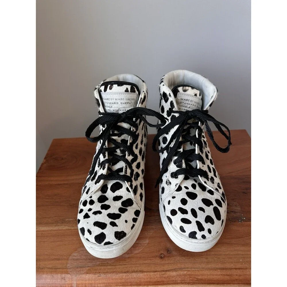 Marc Jacobs Calf Hair Dalmatian Spot High Top Sneakers Womens Size 40 US 9.5-10